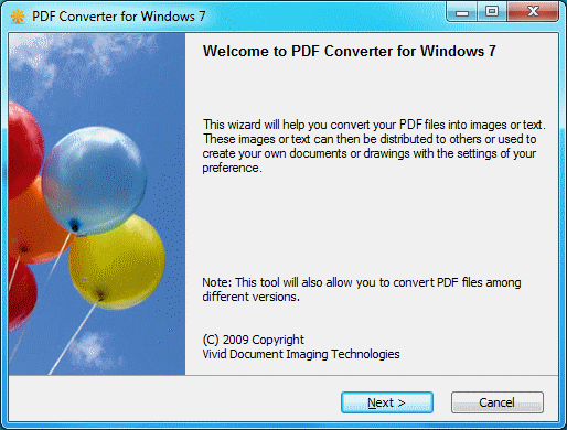 Click to view PDF Converter for Windows 7 1.00 screenshot